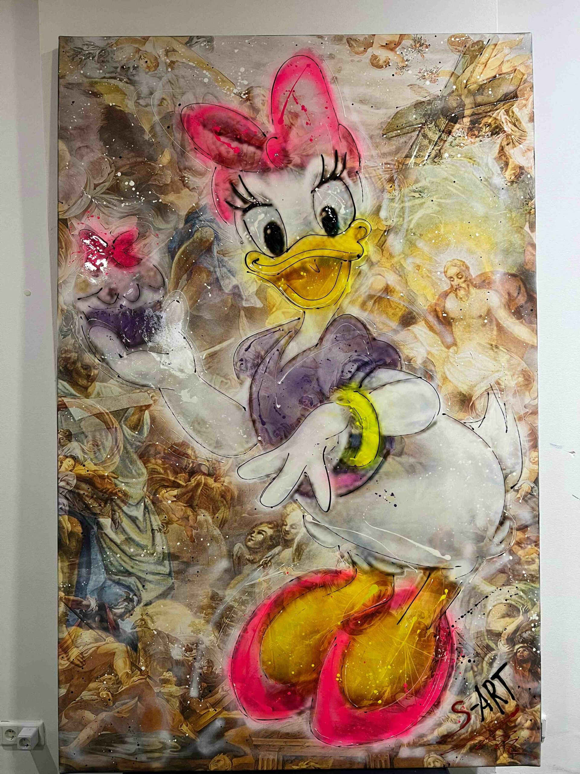 130x200cm Mischtechnik auf Leinwand, Unikat mit Graffiti gesprüht, Acrylfarben bearbeitet und mit Harz veredelt